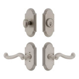 Grandeur Arc Short Plate Entry Set with Newport Lever in Antique Pewter