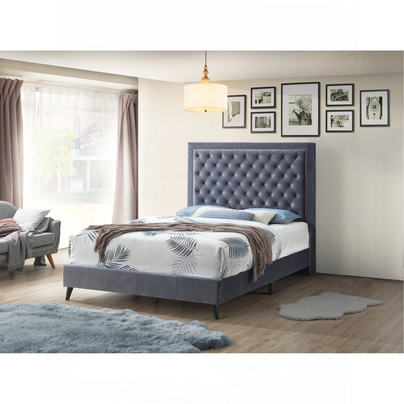 Chic Gray Queen Bed For Modern Spaces
