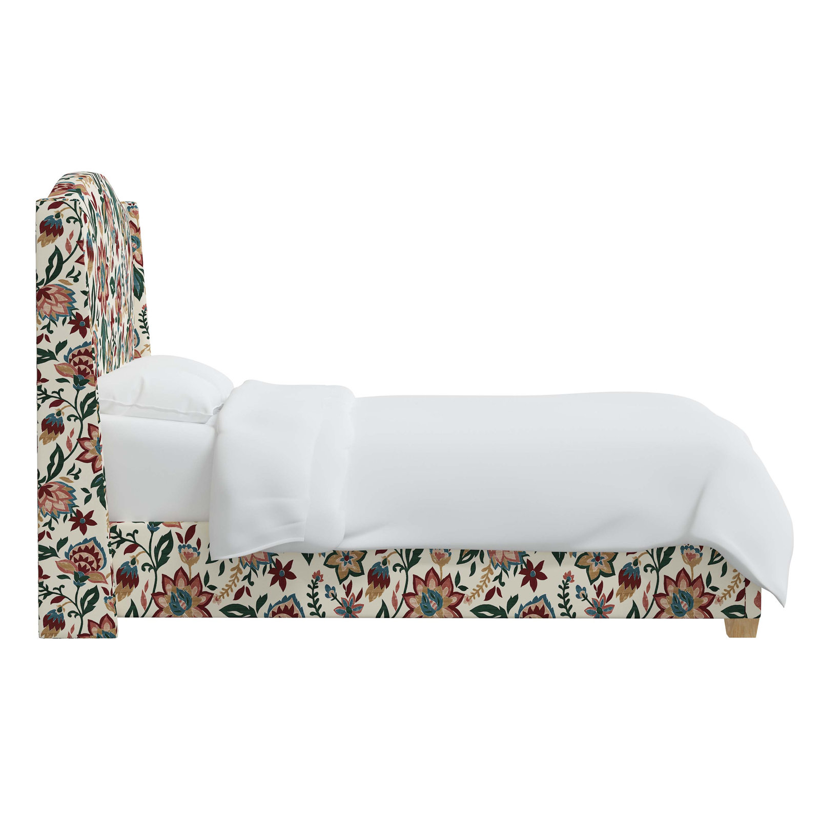 Allis Upholstered Wingback Bed, Queen, Prep Stripe Blue
