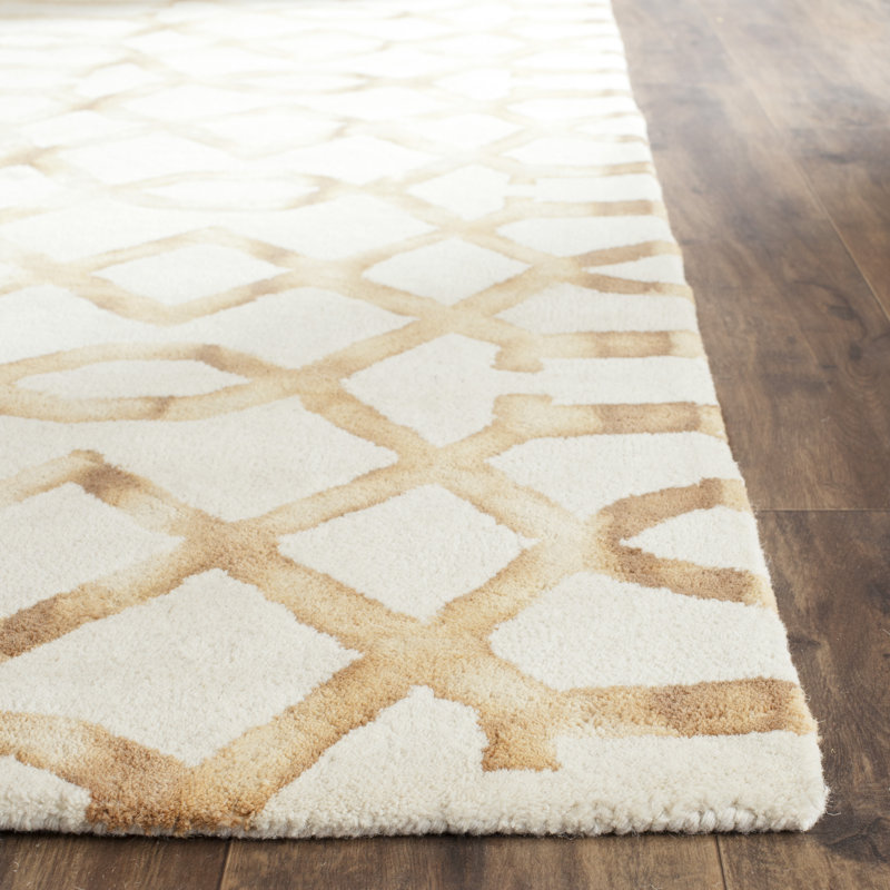Tapis géométrique en laine touffeté à la main Xiong, Rectangle 4 pi x 6 pi