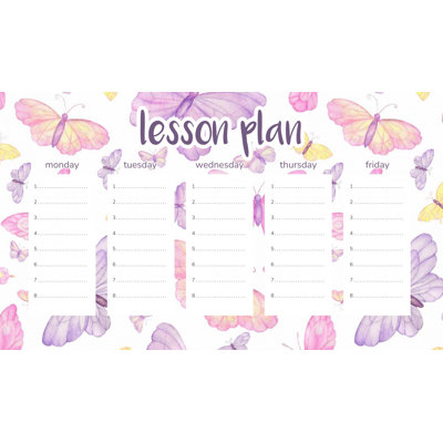 Magnetic Lesson Plan Purple Watercolor Butterflies