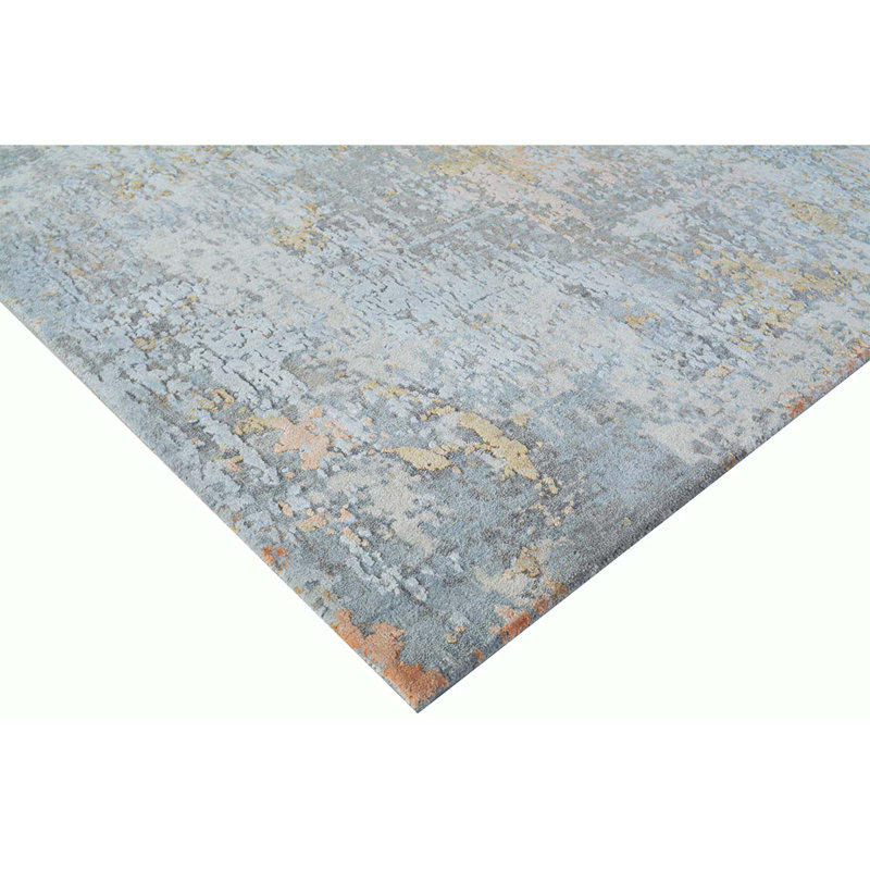 Hand Knotted Abstract Area Rug, Rectangle 4' x 6'