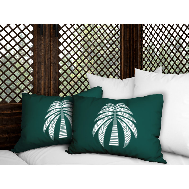 Floral Outdoor Reversible Throw Pillow, Emerald