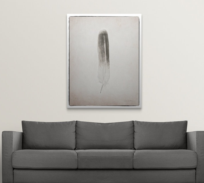 « plumes ii noir et blanc » par marie van swearingen, impression, H 30 po x l 24 po x P 1,5 po, Toile