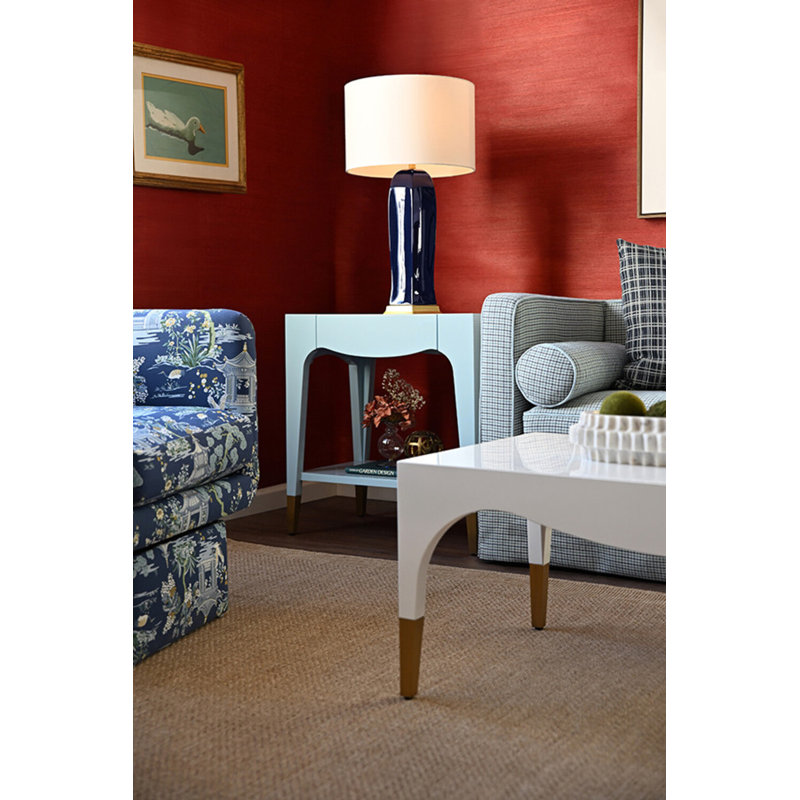 Solid Wood End Table, 29.4"H x 28"W x 18"D, Light Blue