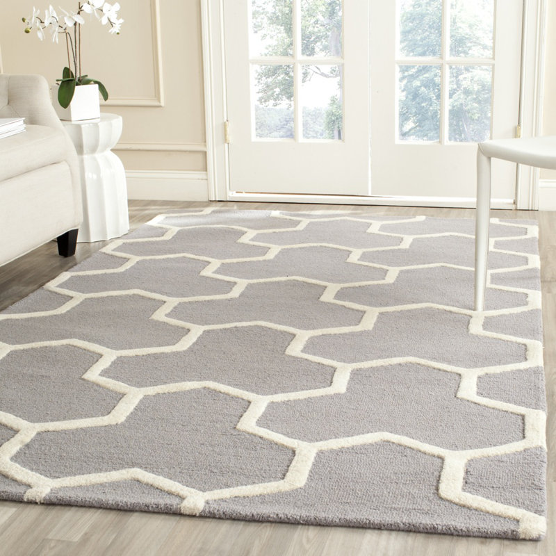 Tapis géométrique en laine touffeté à la main Cambridge, Rectangle 2 pi x 3 pi