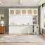 Lit escamotable avec bureau intégré et rangements en rotin, lit mural gain de place pour bureau à domicile et chambres d'amis-491248079