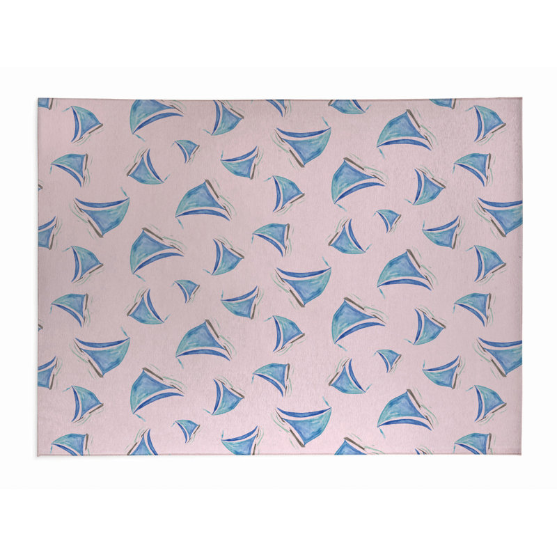 Summer Sailboats Outdoor Rug, Rectangle 5' x 7'