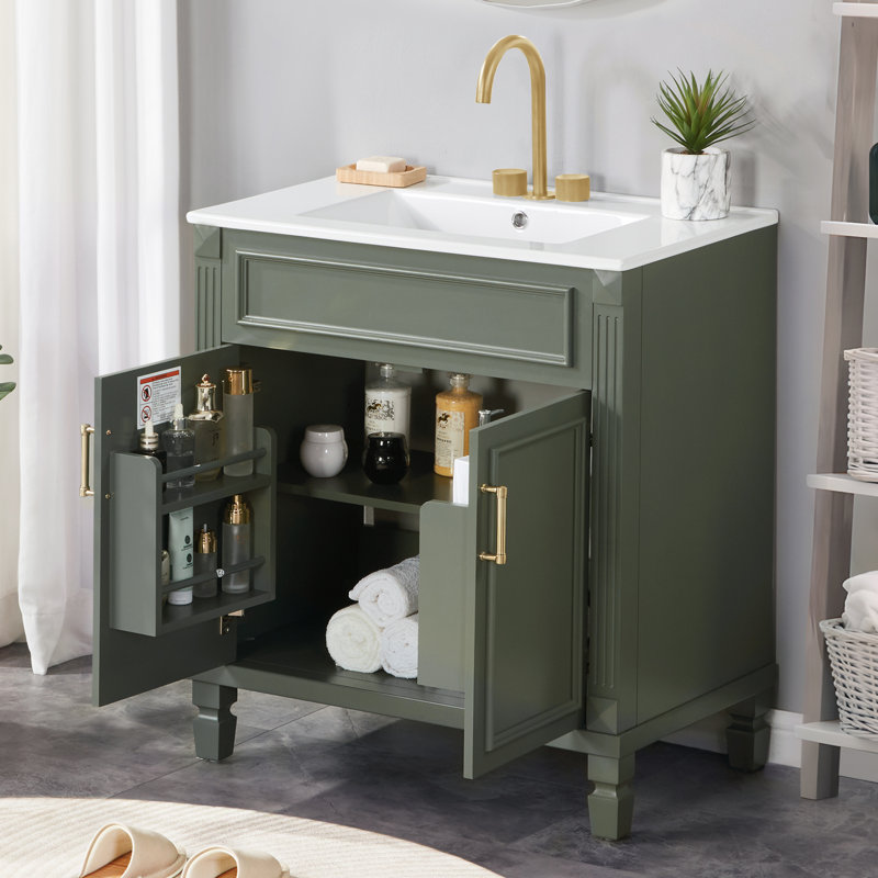 Meuble-lavabo en céramique Classic, Vert/doré