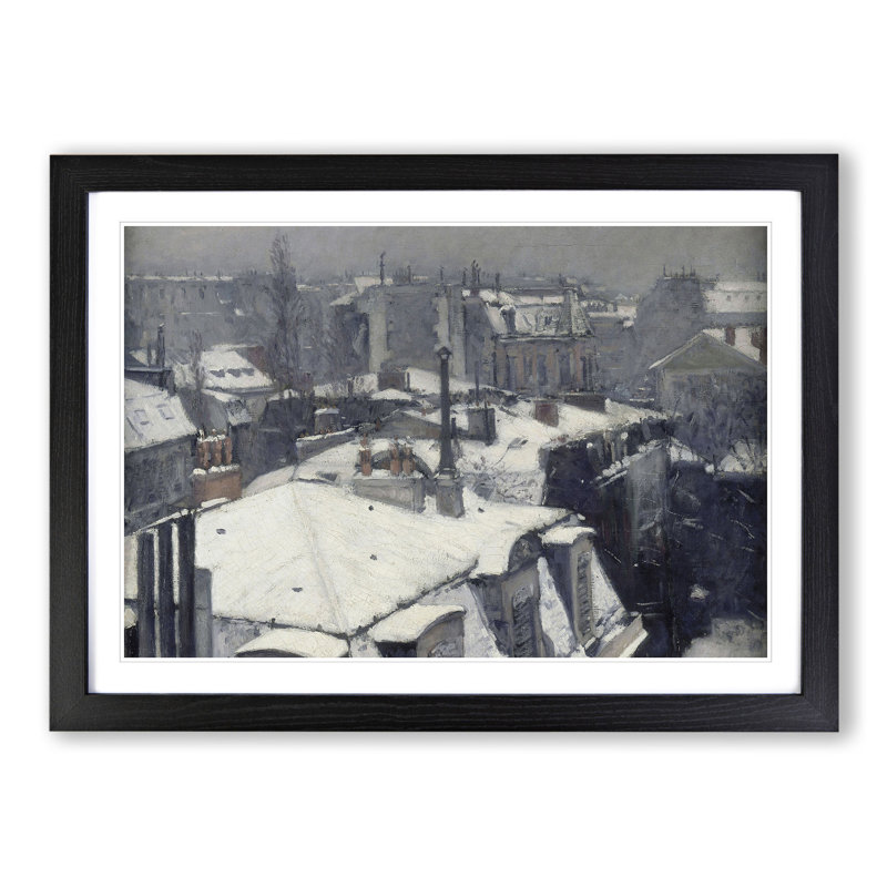 Rooftops in the Snow Vol.2 by Gustave Caillebotte - Framed Print, 48cm H x 65cm W x 2cm D, Black Framed