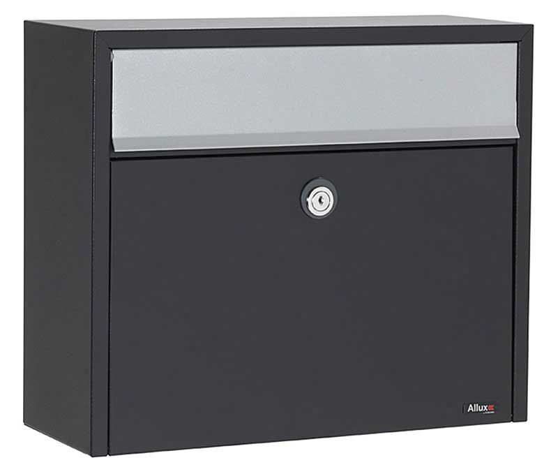 Allux Steel Wall Mounted Mailbox, Black/Gray
