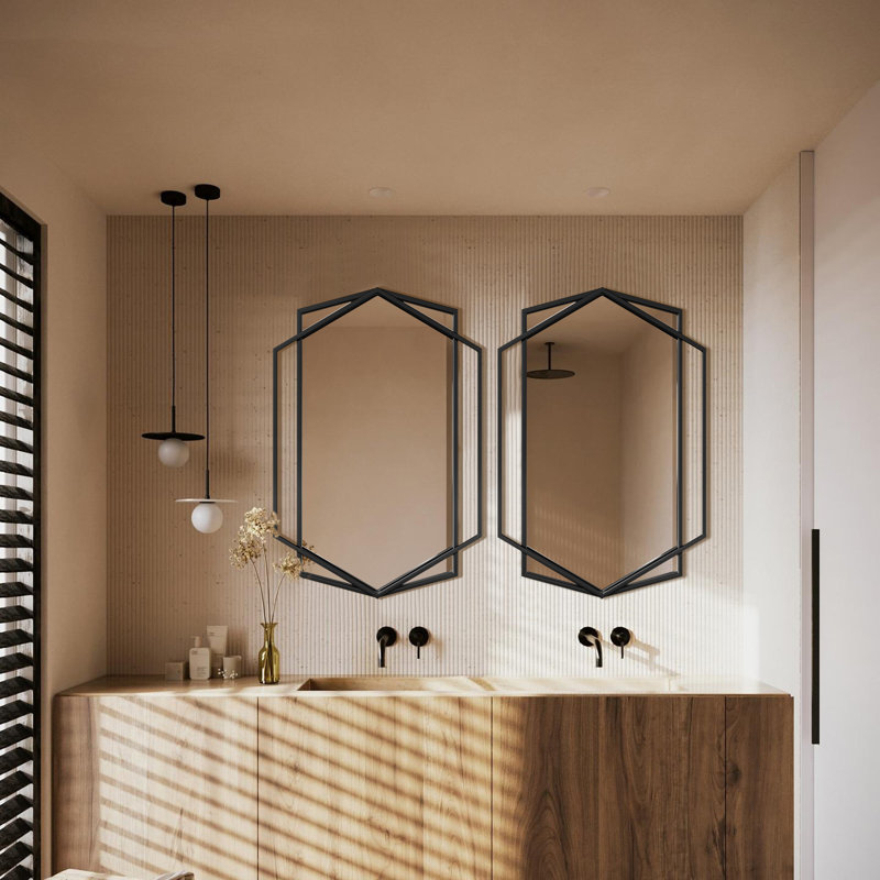 Miroir mural Hexagon, 40 po x 30 po