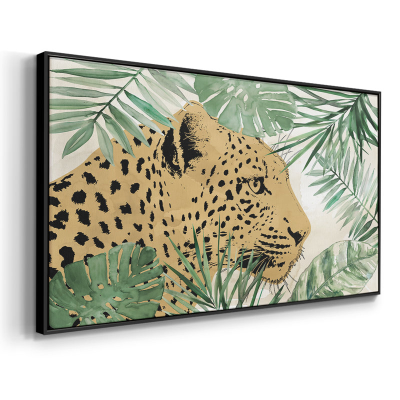 Palm Leopard I - Galerie encadrée - Prêt à être accroché, Noir, H 21 po x l 41 po