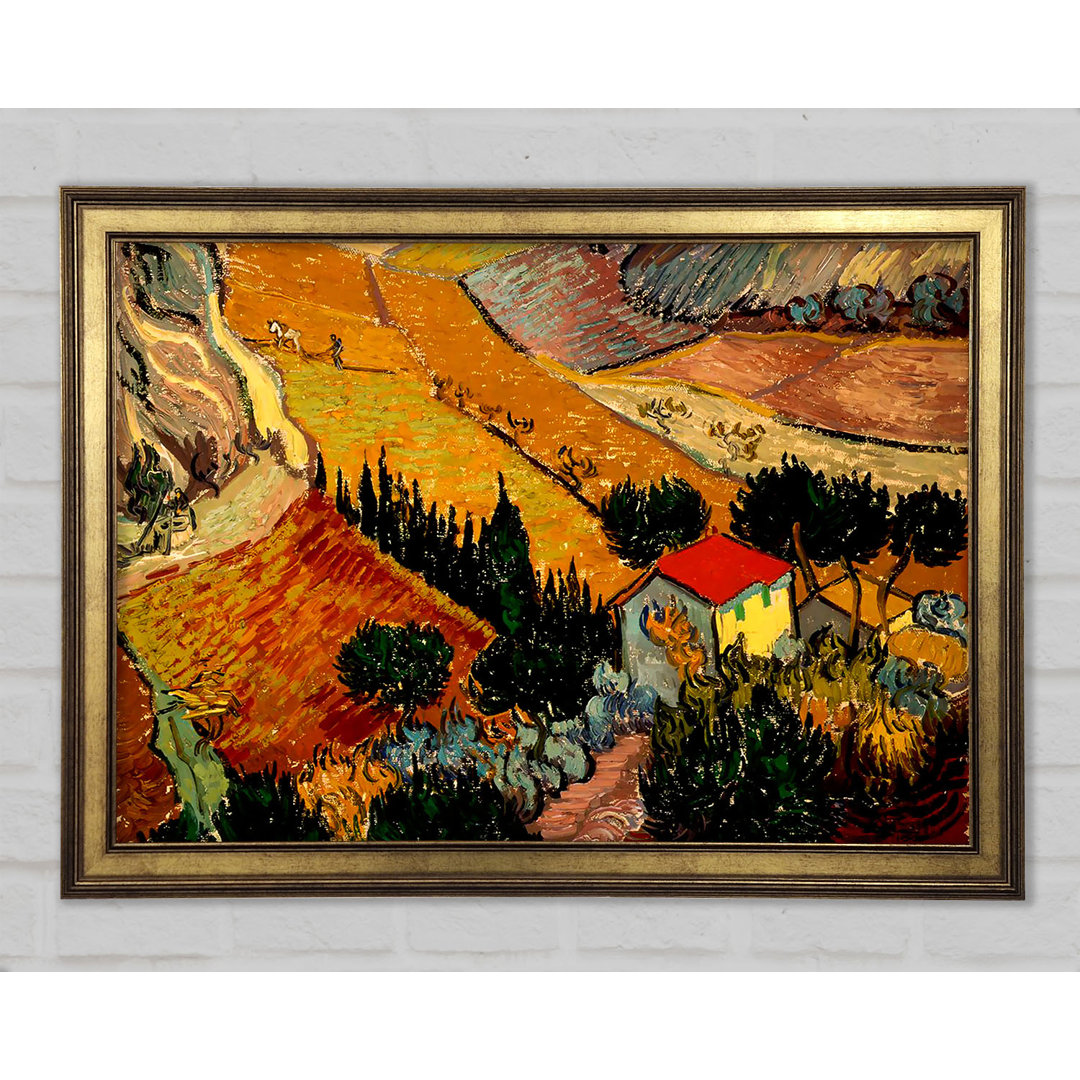 Van Gogh Landschaft mit Haus und Pflüger - Einzelner Bilderrahmen Kunstdrucke