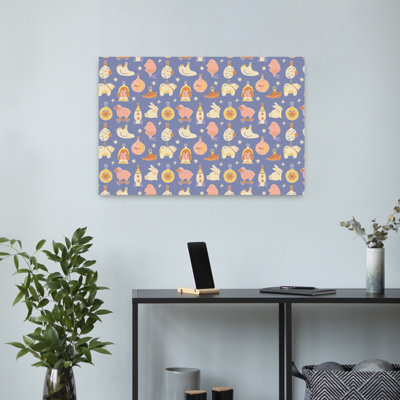 «Christmaspatternno42 Playful Retro Traditional Bear Winter Landscape», reproduction d'art mural