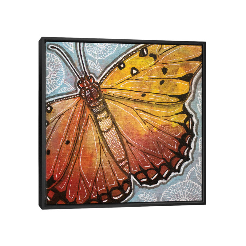 Little Moth by Lynnette Shelley - Painting on Canvas, 66.04 cm H x 66.04 cm W, Black Floater Frame