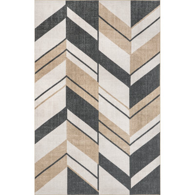 Rita SpinClean Chevron Machine Washable Area Rug
