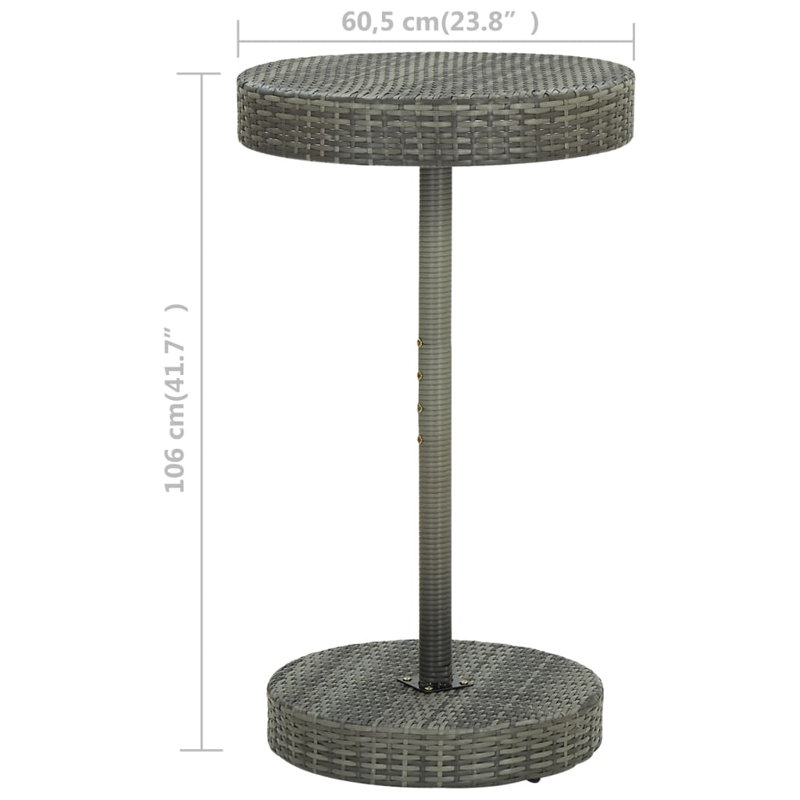 Adhurim Round Steel Outdoor Bar Table, 106cm H x 60.5cm W x 60.5cm D, Grey