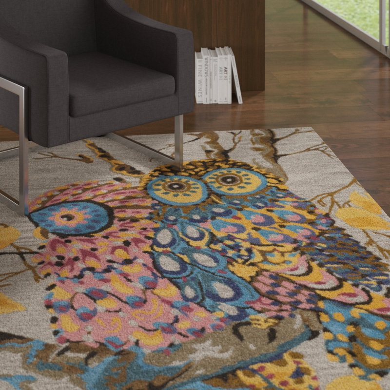 Tapis gris en laine, viscose et coton touffeté à la main Stets, Rectangle 8 pi x 10 pi