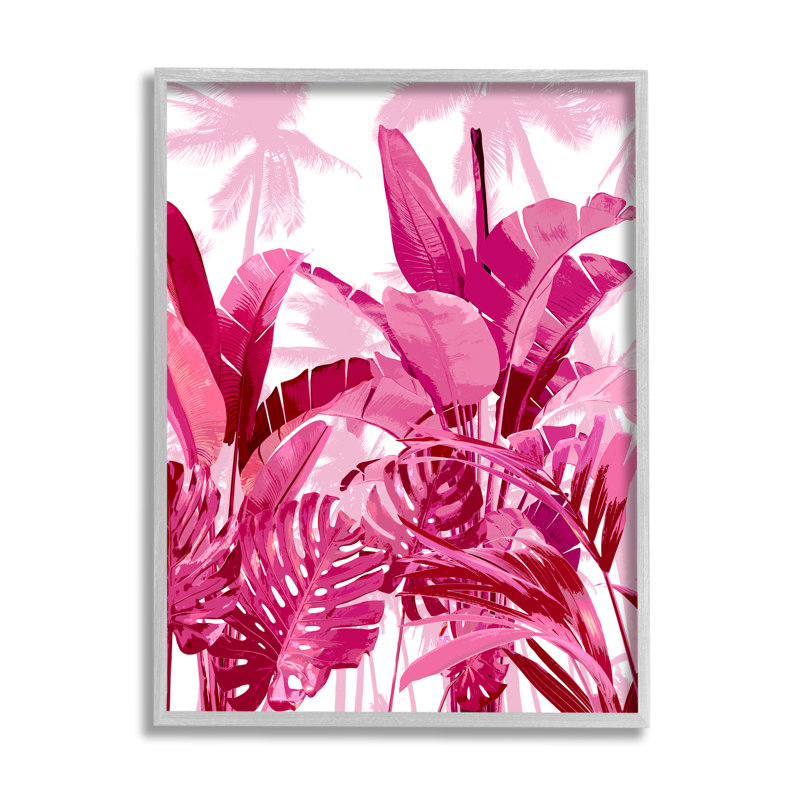 Palmes roses modernes encadrées sur bois par Kristen Drew, Estampe numérique Farmhouse, H 20 po x l 16 po x P 1,5 po