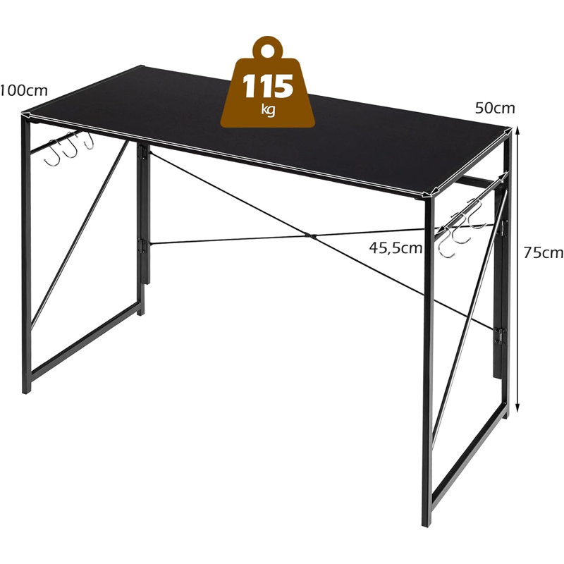Abdisalan Rectangle 100cm L Training Table, Black