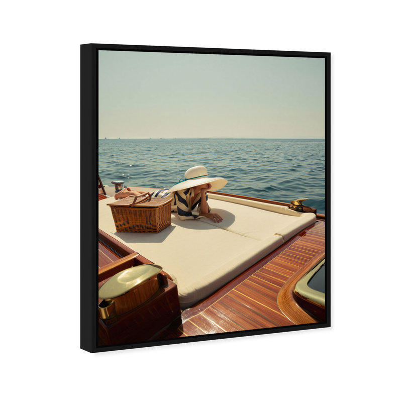 Floating Picnic Canvas Nautical & Beach Print by Oliver Gal, Black Frame, 16 x 20, 25"H x 31"W, Black Floater Frame