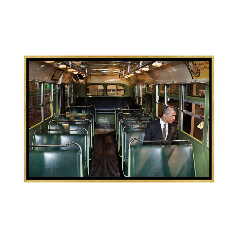 «Barack Obama» par Pete Souza, H 18 po x l 26 po x P 1,5 po, Toile encadrée d'or, Pas de tapis