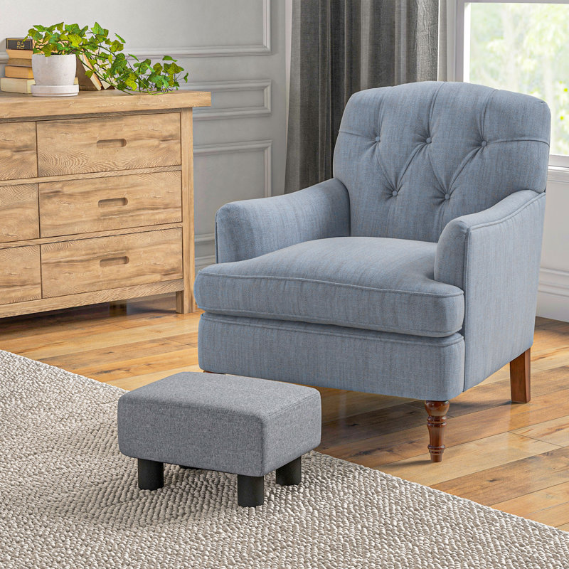 Heskett Upholstered Ottoman,wood, Gray, Polyester