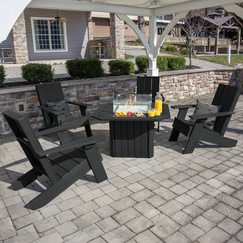 Outdoor Adirondack Set, Black