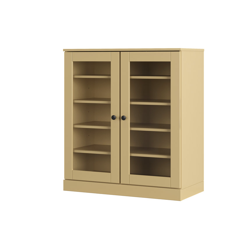 Armoire de rangement pour chaussures 100% en bois massif avec portes réglables et rangement pour chaussures empilable, l 32 po x H 35,75 po