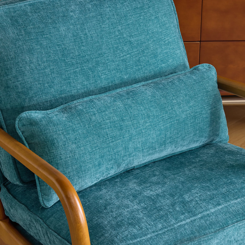 Fauteuil en chenille Mid-Century, Sarcelle