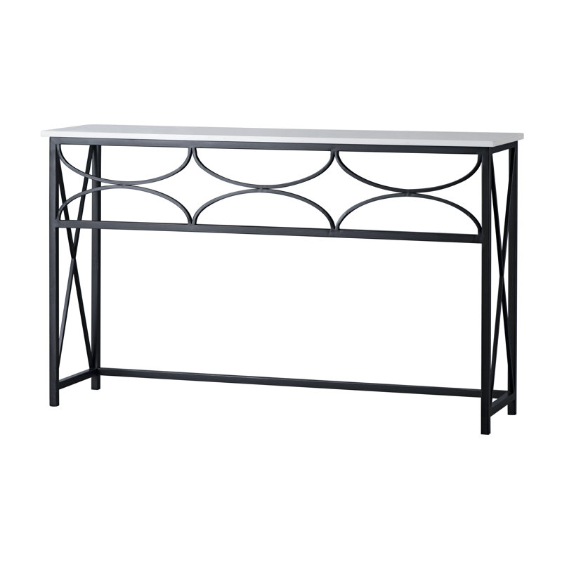 Diamond Console Table, Carrera Marble, Flat Black