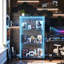 3-Tier Double Door Glass Display Cabinet with USB LED Strip, 123cmH Large Frameless Curio Cabinet with Glass Top, Black / White-2070983426