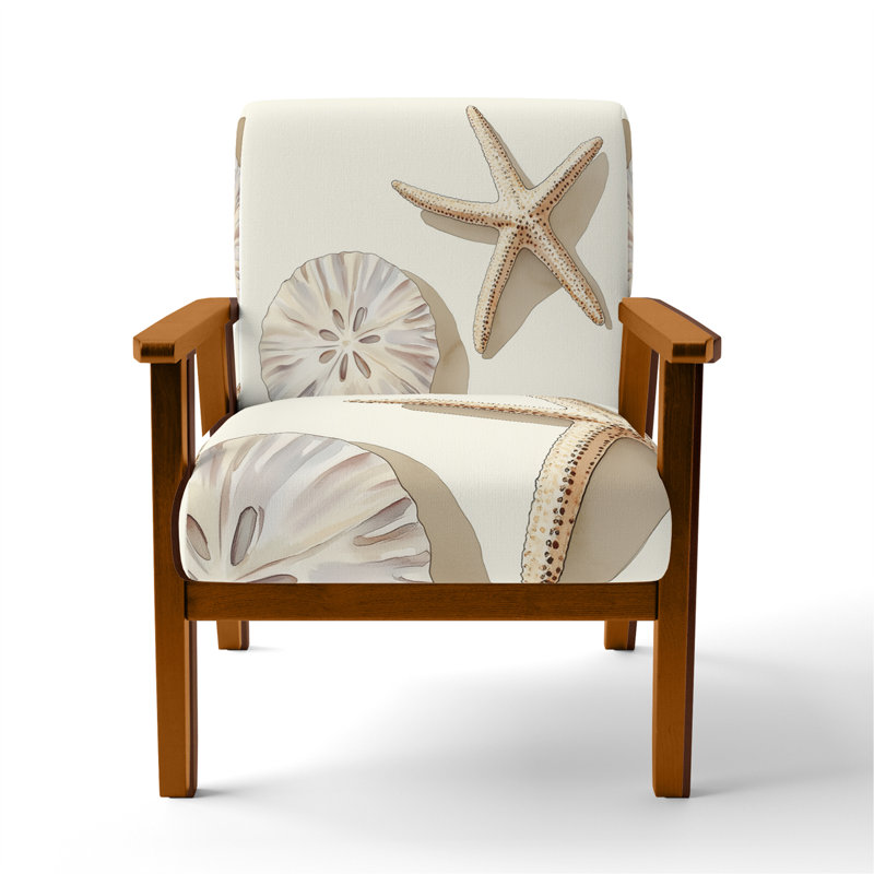 Chaise rembourrée Starfish, Accoudoirs carrés bruns