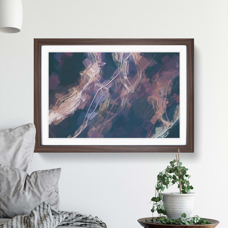 Endless Feelings in Abstract - Picture Frame Painting Print, 62cm H x 87cm W x 2cm D, Walnut Framed