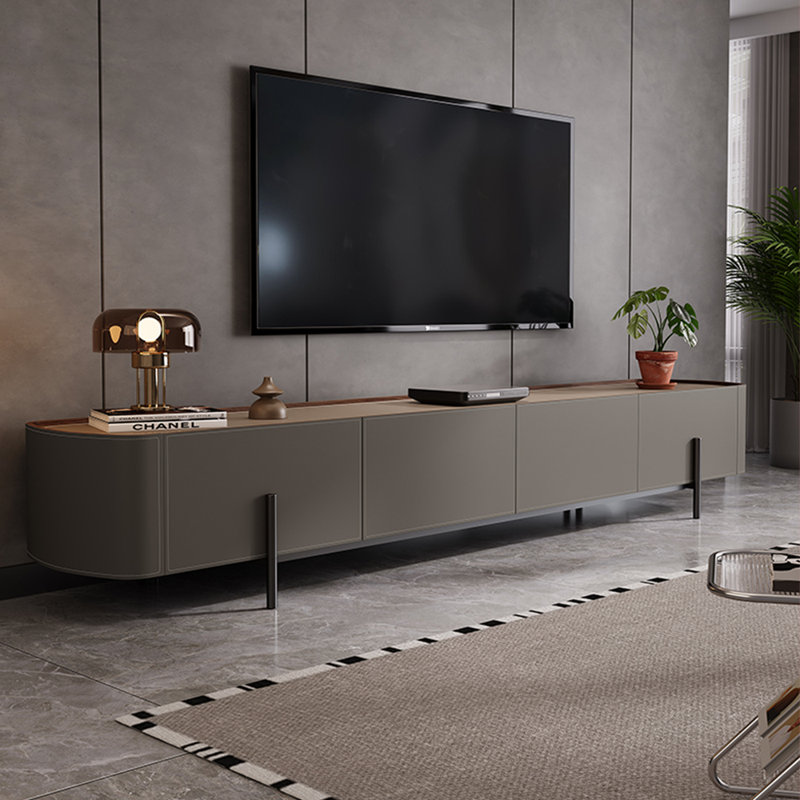 Meuble télé moderne de style nordique, 94.49", Gris / gris