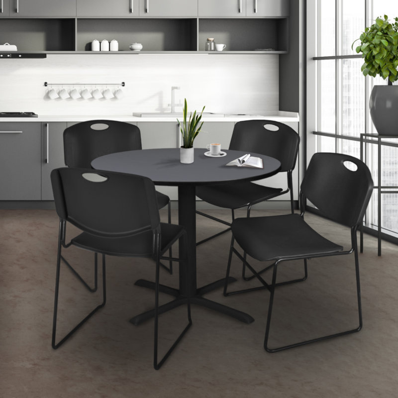 Neyland Cain Dining Table, Noir, H 29 po x l 42 po x P 42 po, Gris