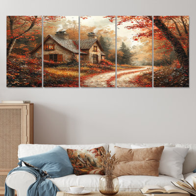 «Cottage in the Autumn Woods II» - décoration murale campagne - art mural campagne