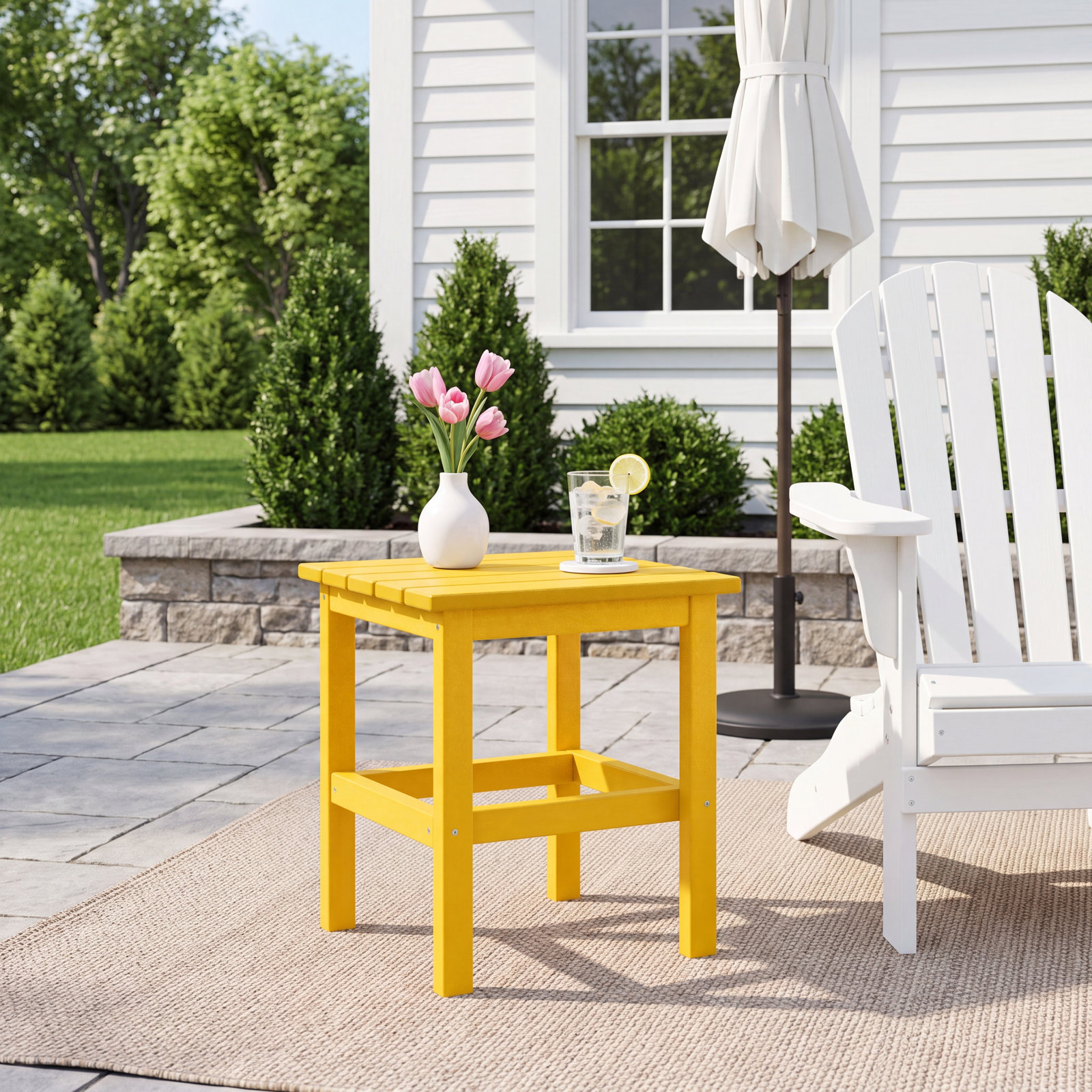 Leighton 15'' Outdoor Side Table, Lemon Yellow