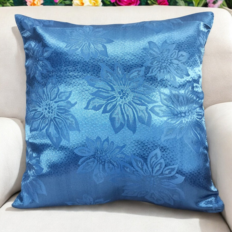 Kramer Indoor / Outdoor Floral Blue Square Throw Cushion Cover Pack Of 4