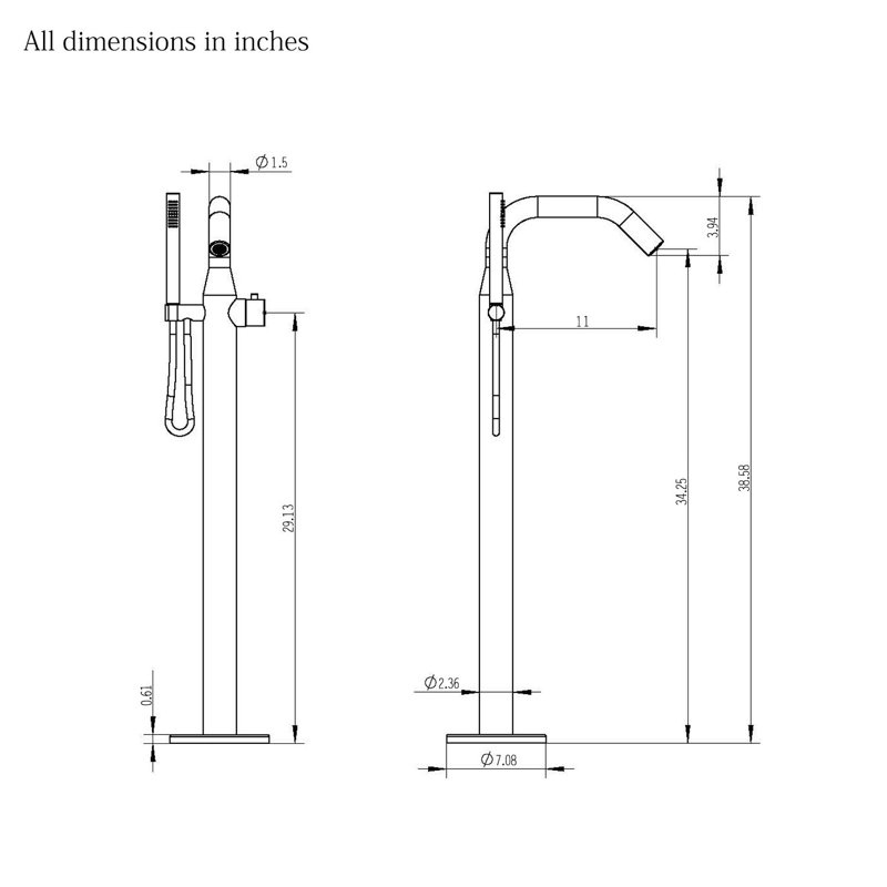 1 Handle Bathroom Tub Filler with Diverter, Matt Finishing