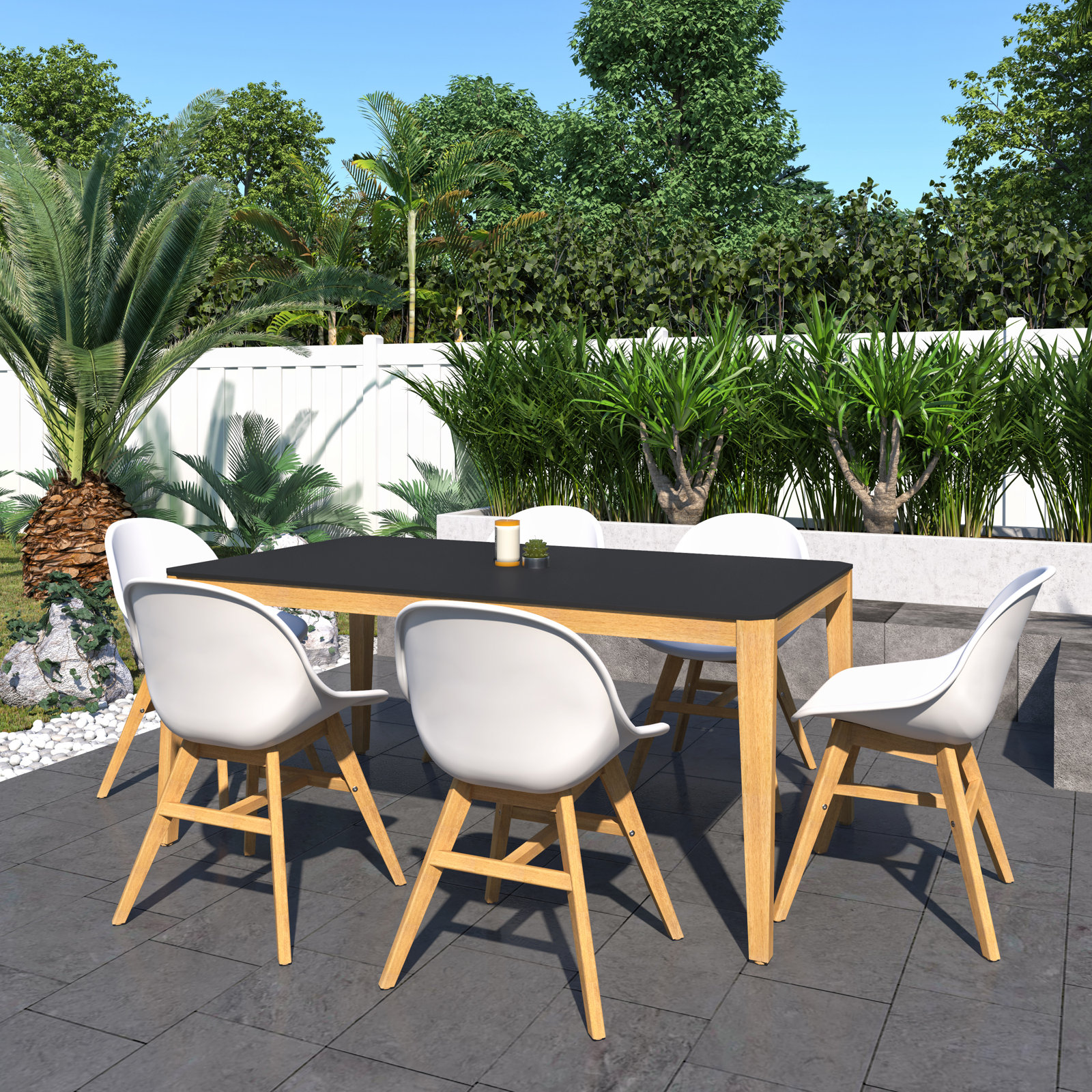 Grandos 67" Eucalyptus Patio Dining Set, Black