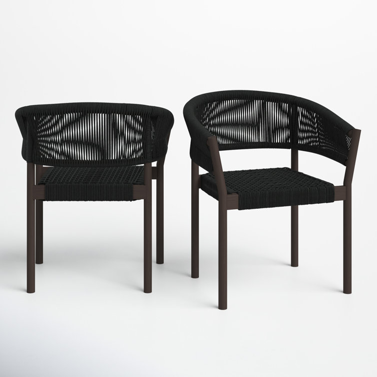 Chakiya Stacking Patio Dining Chair in Eucalyptus Wood with Rope