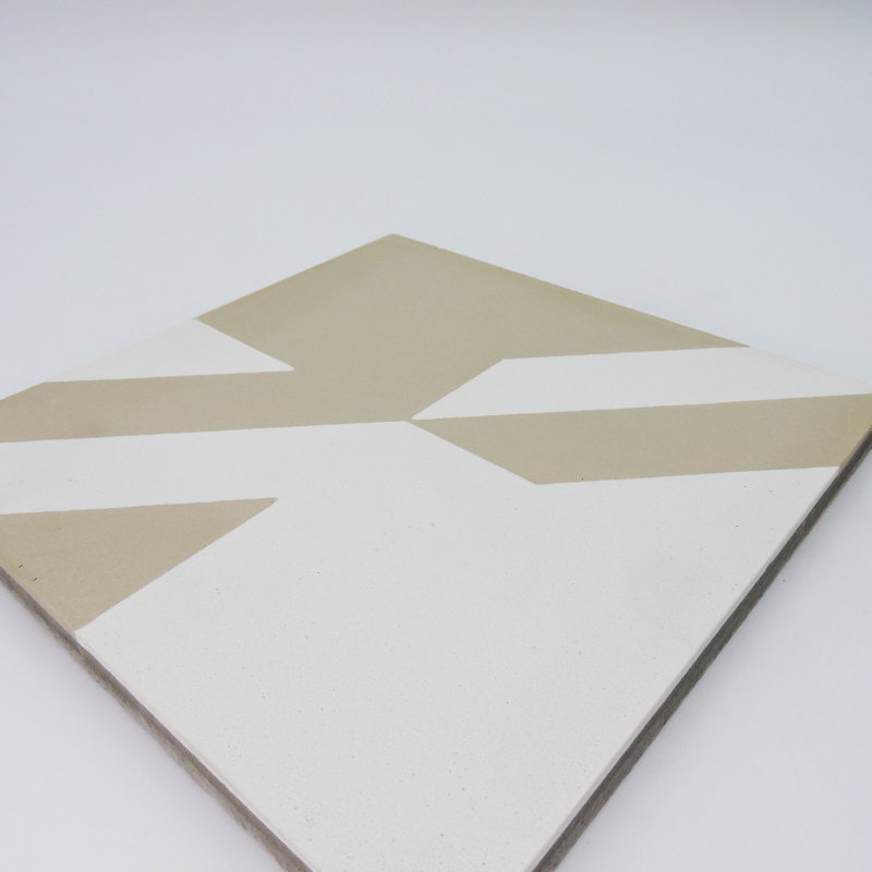 Tantan 8" x 8" Cement Patterned Wall & Floor Tile, Beige/White