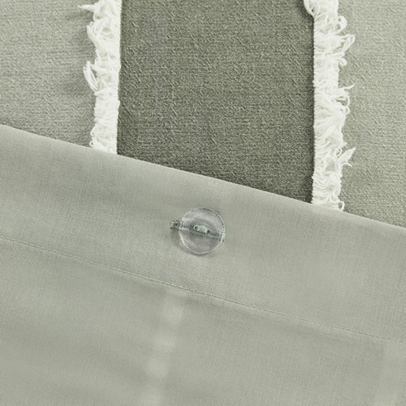 Housse de couette King/King en coton rayé blanc, 3 pièces