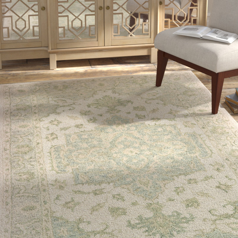 Tapis en laine naturel fait à la main Alosio, Rectangle 7 pi 9 po x 9 pi 9 po
