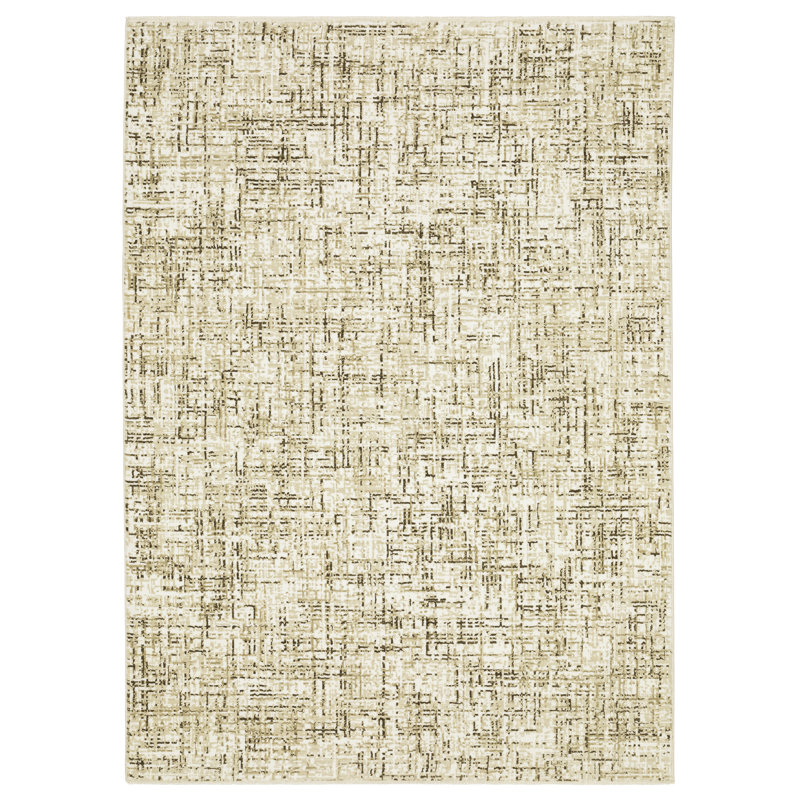 Tapis rayé rayé ivoire / brun Rayan, Tapis de couloir 2 pi 3 po x 7 pi 6 po
