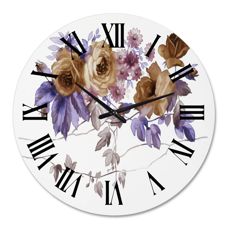 Mauve Wildflowers IV - Horloge murale traditionnelle, Moyenne