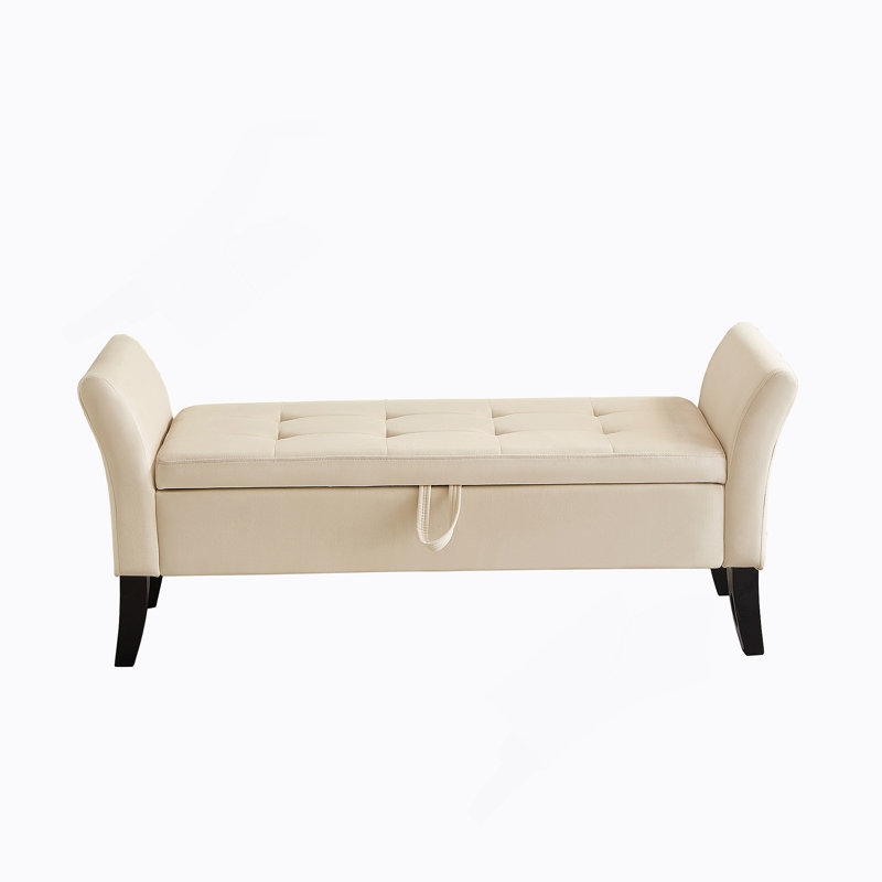 Banc rembourré 51,5 po avec rangement, Beige