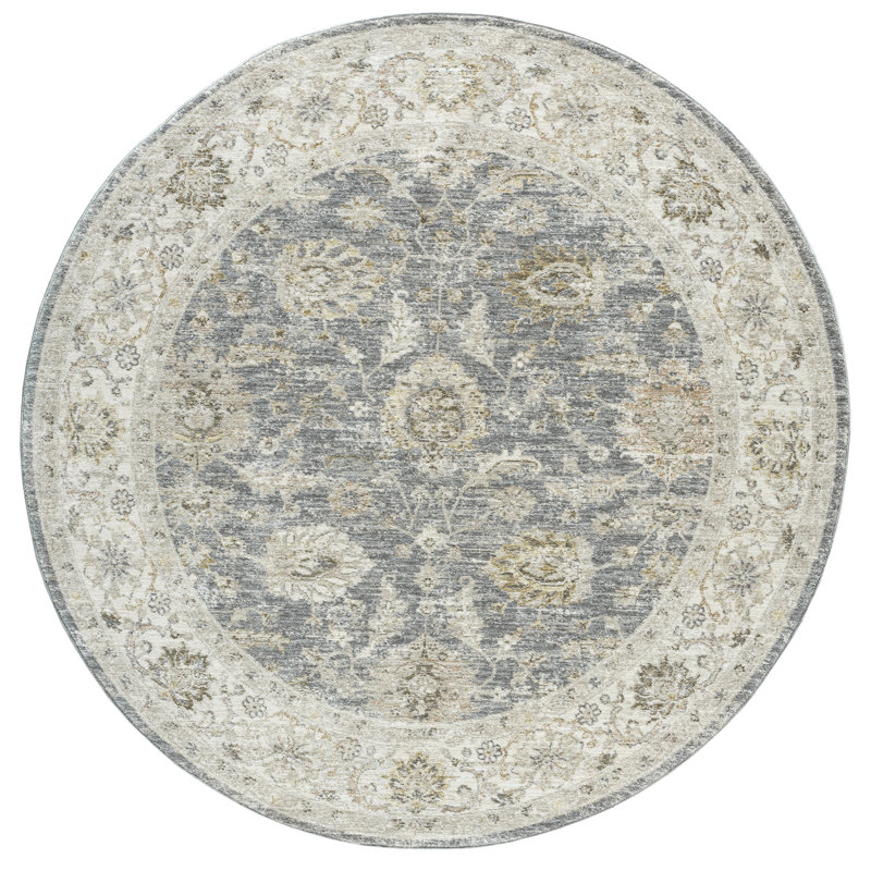Anthonyson Traditional Bordered Floral Woven Indoor Area Rug, 6'6" x 6'6"